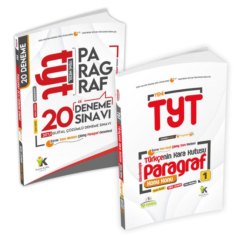 YKS-TYT Kara Kutu Paragraf Konu Özetli Soru Bankası ve 20 adet Paragraf Denemesi D. Çözümlü Paket Set