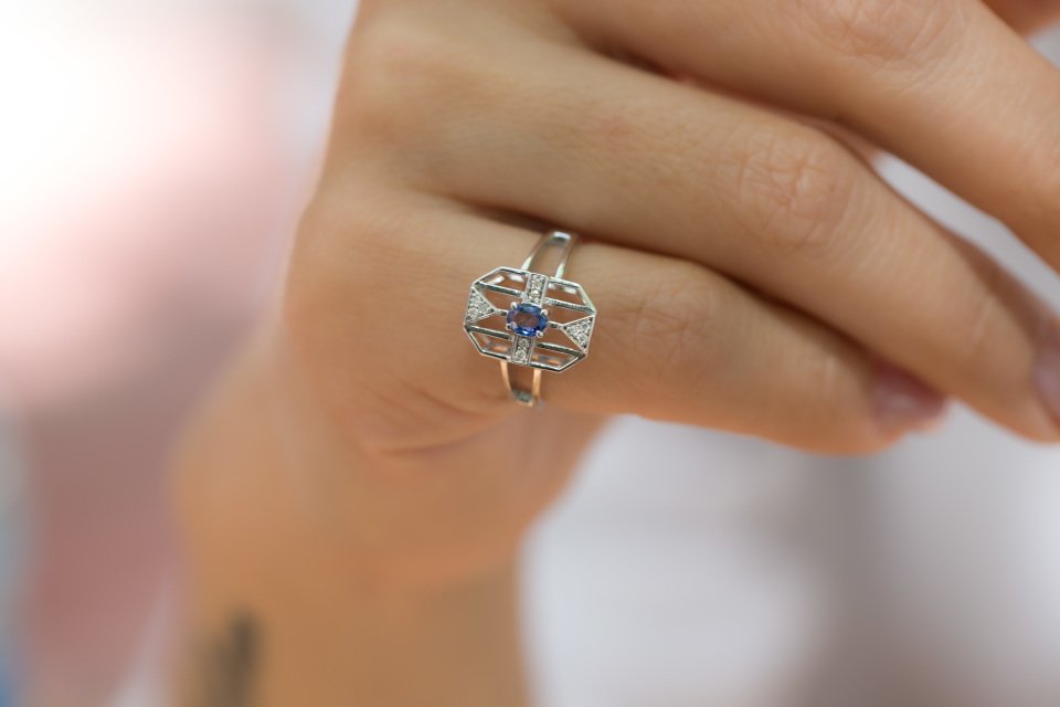 0.26 Karat Safir Pırlanta Yüzük
