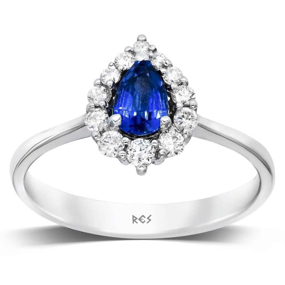 0,86 Karat Pırlantalı Safir Yüzük