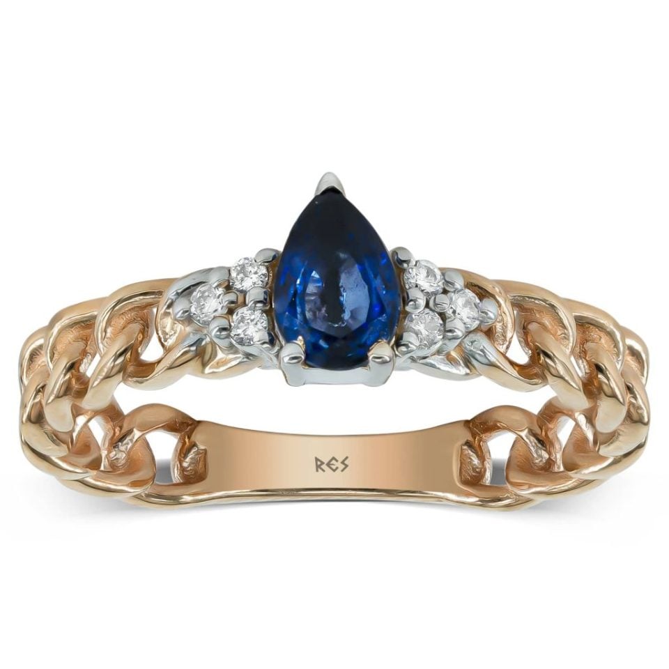 0,57 Karat Pırlantalı Safir Yüzük