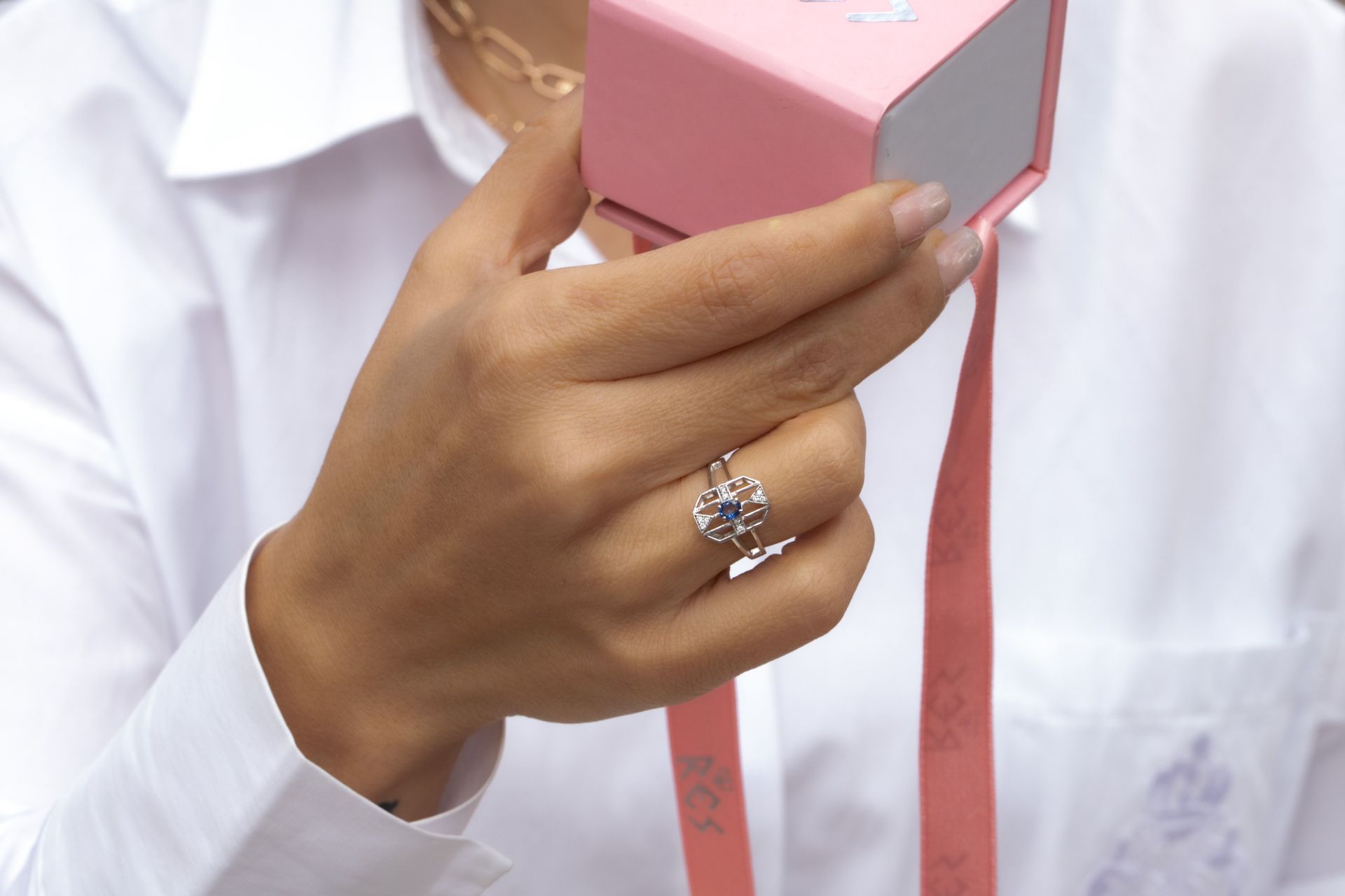 0.21 Karat Safir Pırlanta Yüzük