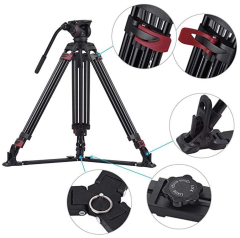 Miliboo MTT609A Hidrolik Kafalı Profesyonel Alüminyum Tripod