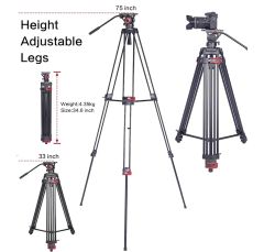 Miliboo MTT602A Profesyonel Alüminyum Tripod