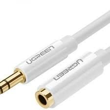 Ugreen 3.5mm Erkek - 3.5mm Dişi Aux Uzatma Kablosu (Beyaz)