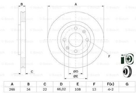 Peugeot 208 1.0 2012-2015 Bosch Ön Disk 266mm 2 Adet