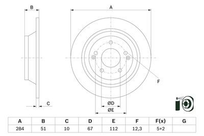 SsangYong XLV 1.6D 2016-2019 Bosch Arka Disk 284mm 2 Adet