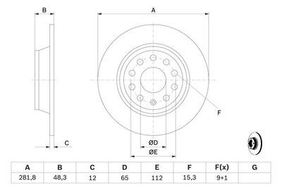 Volkswagen Passat 2.0TDI 2005-2014 Bosch Arka Disk (282 mm) 2 Adet
