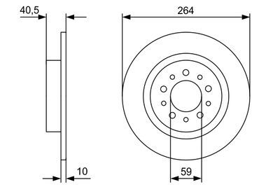 Fiat Egea 1.6E-TORQ	 2015-2019 Bosch Arka Disk 264x10 2 Adet