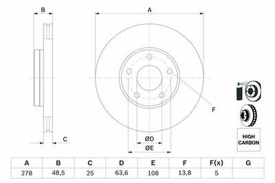 Volvo S40 1.8 2004-2010 Bosch Ön Disk (278 mm) 2 Adet