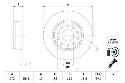 Audi Q2 1.6TDI 2016-2018 Bosch Arka Disk (272 mm) NETPARBD2768 2 Adet