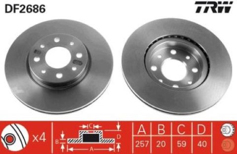Alfa Romeo 146 1.6 1995-1999 TRW Ön Disk NETPARDF2686 2 Adet