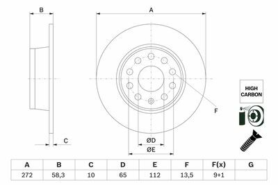Skoda Karoq 1.6TDI 2017-2020 Bosch Arka Disk (272 mm) NETPARBD2768 2 Adet