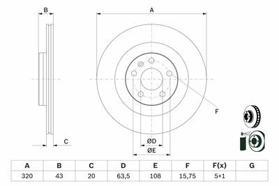 Volvo XC90 2.0 T8 2015-2022 Bosch Arka Disk 320mm 2 Adet