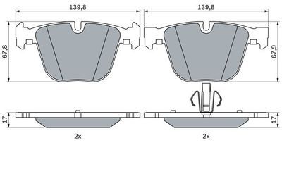 BMW 5 E60 525d 3.0 2007-2010 Bosch Arka Balata 140mm