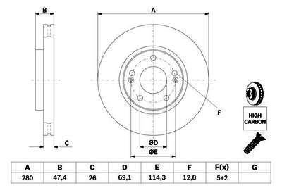 Hyundai Tucson 2.0CRDi 2004-2008 Bosch Ön Disk 280mm 2 Adet