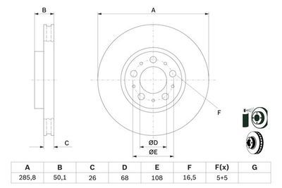 Volvo S80 2.4 1998-2007 Bosch Ön Disk 286mm 2 Adet