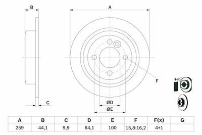 Mini Cooper S R53 1.6 2002-2006 Bosch Arka Disk 259mm 2 Adet