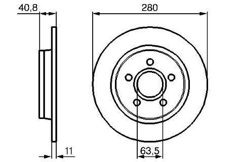 Volvo V40 2.0 D2 2015-2018 Bosch Arka Disk 280mm 2 Adet