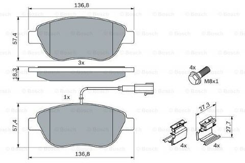 Fiat Linea 1.4T 2007-2012 Bosch Ön Balata NETPAR23708