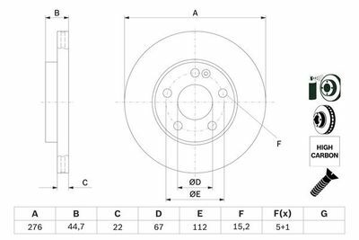 Mercedes A Serisi (169) A160CDI 2.0	 2004-2012 Bosch Ön Disk 2 Adet