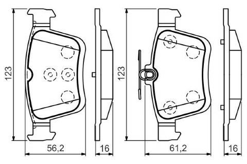 Volkswagen Golf 7 1.5TSI 2017-2019 Bosch Arka Balata NETPAR25008 123mm