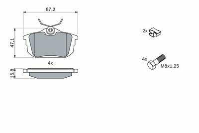 Smart Forfour 1.1 2004-2007 Bosch Arka Balata 21861