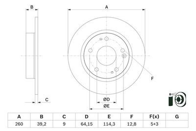 Honda Civic FC5 1.6 2017-2021 Bosch Arka Disk 260mm 2 Adet