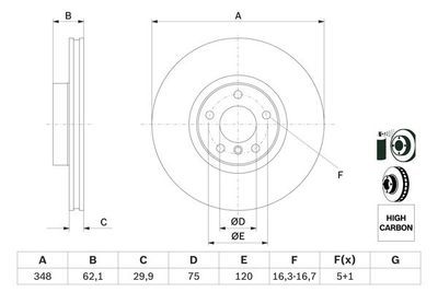 BMW X6 E71 xD 35d 3.0 2008-2010 Bosch Ön Disk 348mm 2 Adet