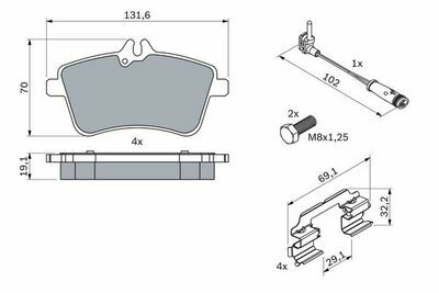 Mercedes B Serisi (245) B180CDI 2.0 2005-2011 Bosch Ön Balata 23881