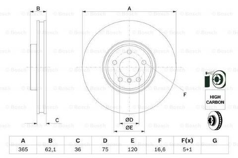 BMW X5 E70 48i xD 4.8 2008-2010 Bosch Ön Disk 365mm 2 Adet