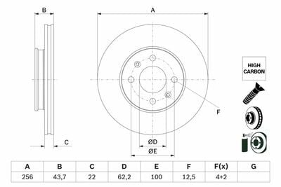 Hyundai i20 1.4CRDi 2014-2018 Bosch Ön Disk 256mm 2 Adet