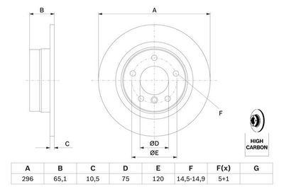 BMW 3 E90 316i 1.6 2005-2011 Bosch Arka Disk 296mm 2 Adet