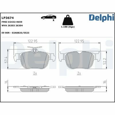 Skoda Octavia 1.0TSI e-TEC 2020-2025 Delphi Arka Balata NETPAR26304