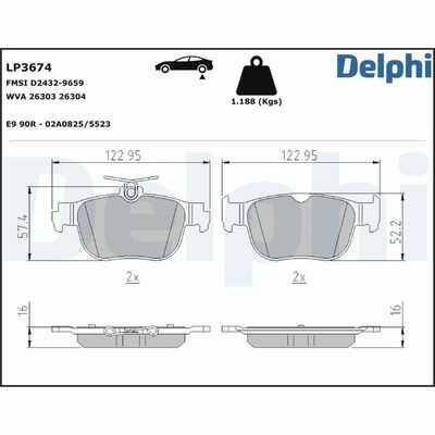 Skoda Octavia 1.0TSI e-TEC 2020-2025 Delphi Arka Balata NETPAR26304