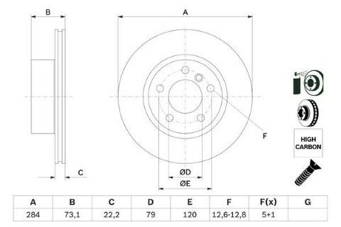 BMW 1 F20 116d ED 1.6 2012-2015 Bosch Ön Disk 284mm 2 Adet