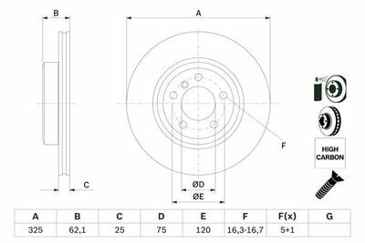 BMW X3 E83 2.5si 2006-2008 Bosch Ön Disk 325mm 2 Adet