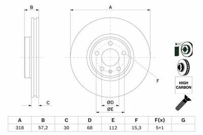 Audi A4 45TFSI 2.0 2020-2024 Bosch Ön Disk (318 mm) 2 Adet