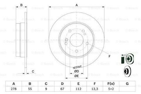 Mercedes C Serisi (203) C270CDI 2.7 2000-2004 Bosch Arka Disk 278mm 2 Adet