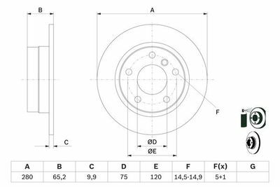 BMW 1 E81 118i 2.0 2004-2007 Bosch Arka Disk 280mm 2 Adet