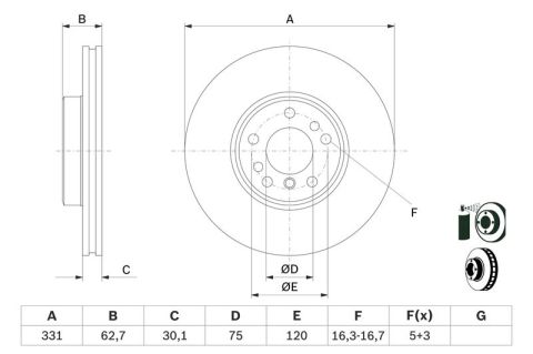 BMW X5 E53 3.0i 1999-2006 Bosch Ön Disk 332mm 2 Adet