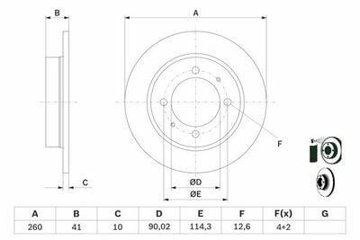 Mitsubishi Carisma 1.9DID 2000-2004 Bosch Arka Disk 260mm 2 Adet