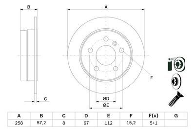 Mercedes A Serisi (169) A160 1.5	 2009-2012 Bosch Arka Disk 2 Adet
