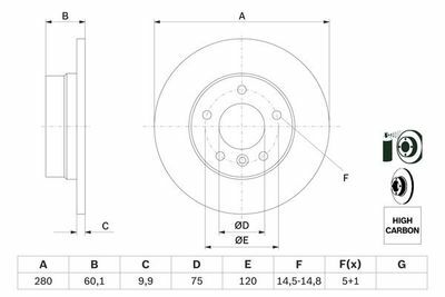 BMW 3 E36 316i 1.6 1990-1998 Bosch Arka Disk 280mm 2 Adet
