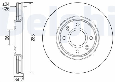 Peugeot 207 1.6HDi 2006-2011 Delphi Ön Disk 283mm 2 Adet