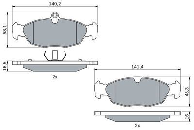 Opel Astra F 1.4 1992-1999 Bosch Ön Balata NETPAR21353