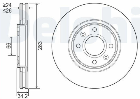 Peugeot Partner 1.6HDi 2008-2019 Delphi Ön Disk 283mm 2 Adet