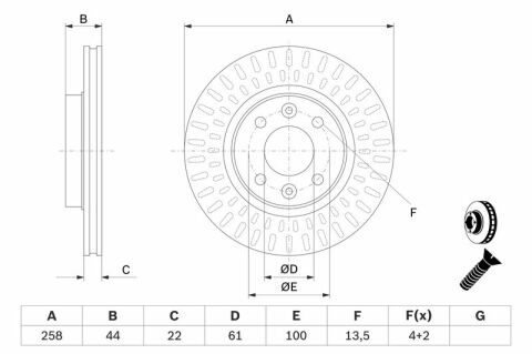 Renault ZOE Elektrikli 2013-2016 Bosch Ön Disk 258mm 2 Adet