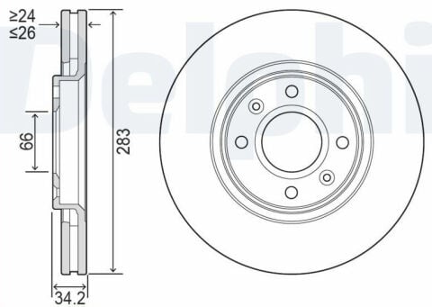 Peugeot 2008 1.6HDi 2013-2024 Delphi Ön Disk 283mm 2 Adet