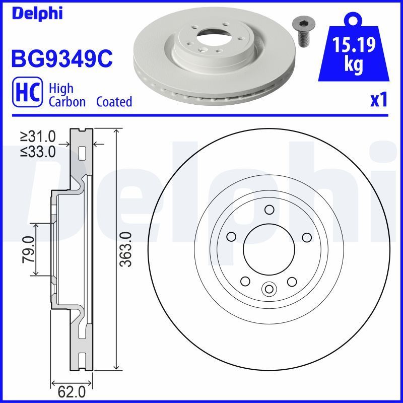 Land Rover Range Rover Sport 2.0Si4 2017-2022 Delphi Ön Disk 363mm 2 Adet