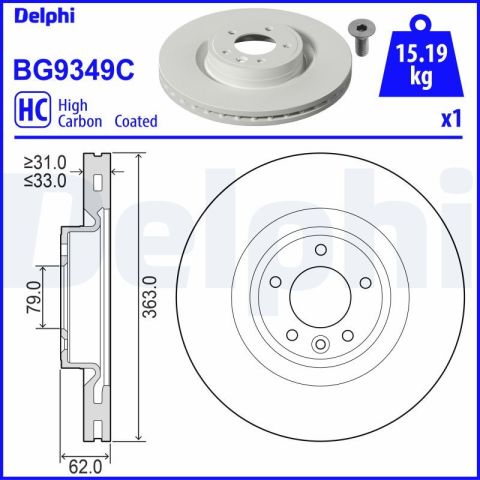 Land Rover Range Rover Sport 2.0Si4 2017-2022 Delphi Ön Disk 363mm 2 Adet